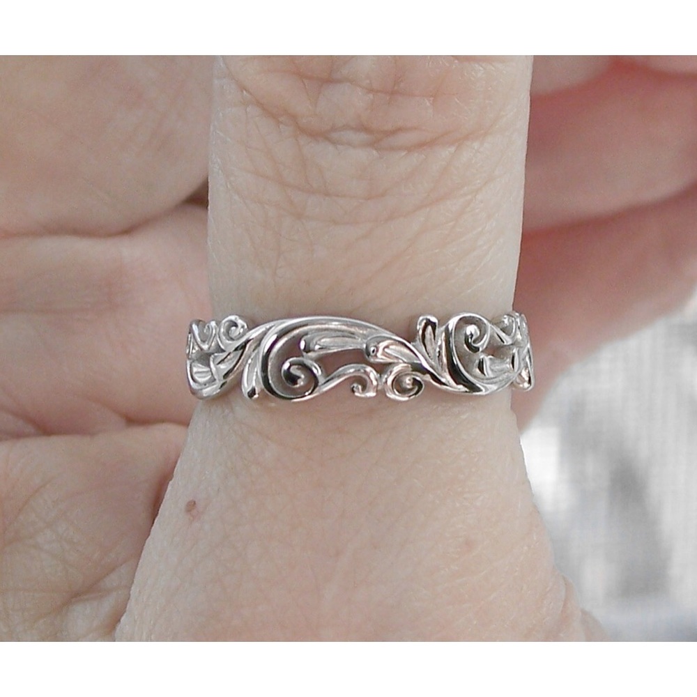 925 STERLING SILVER Open Work Swirls 5.3 (mm) Band Ring Sizes 2-13 - Picture 12 of 16